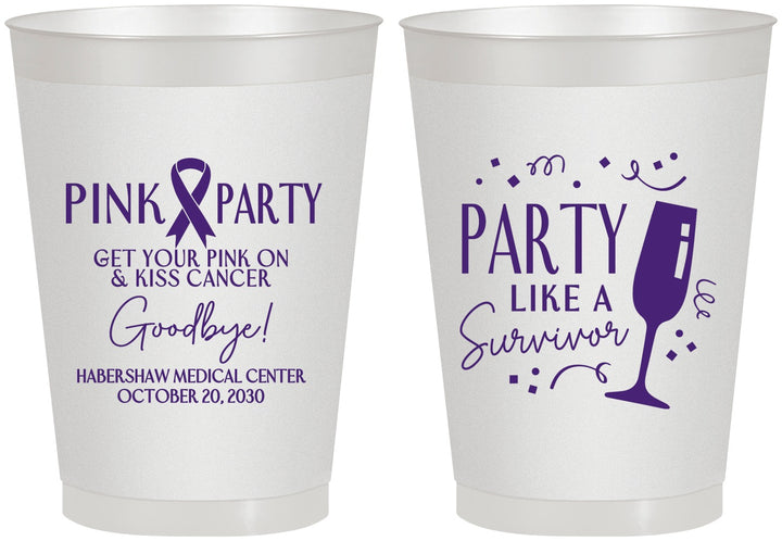 Personalized Awareness 8 oz Frosted Cups - Pink Party | 230000
