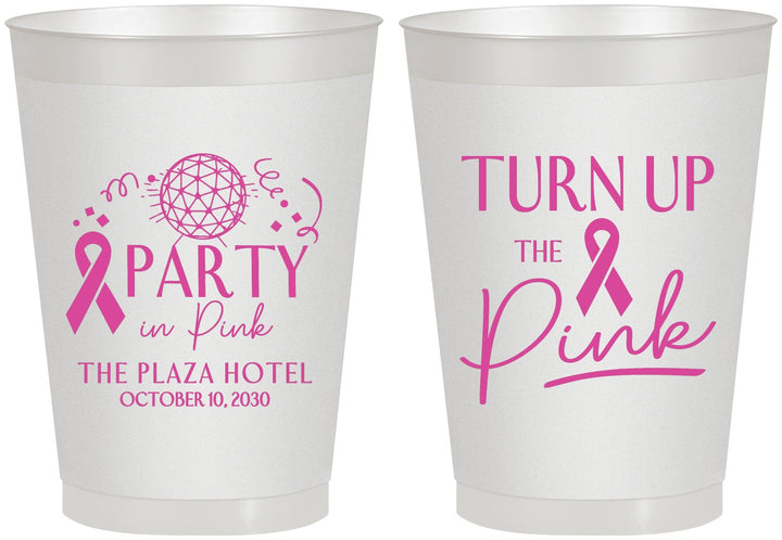 Personalized Awareness 8 oz Frosted Cups - Party In Pink | 230002