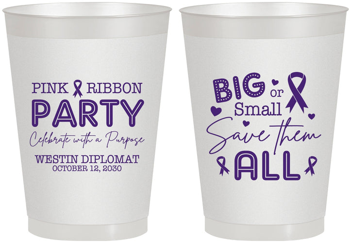 Personalized Awareness 8 oz Frosted Cups - Pink Ribbon | 230004