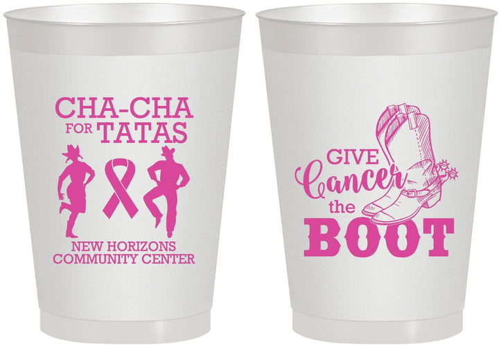Personalized Awareness 8 oz Frosted Cups - Give Cancer A Boot | 230011