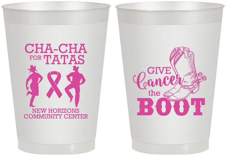Personalized Awareness 8 oz Frosted Cups - Give Cancer A Boot | 230011