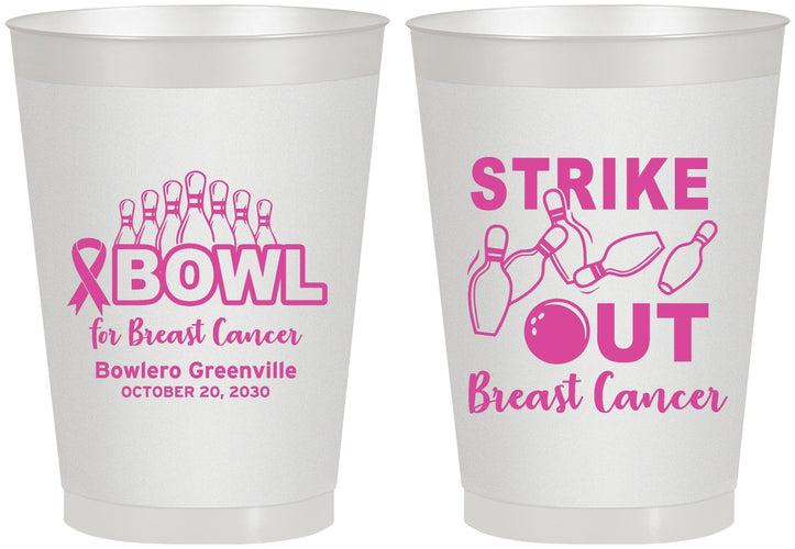 Personalized Awareness 8 oz Frosted Cups - Bowling Strike Out | 230015