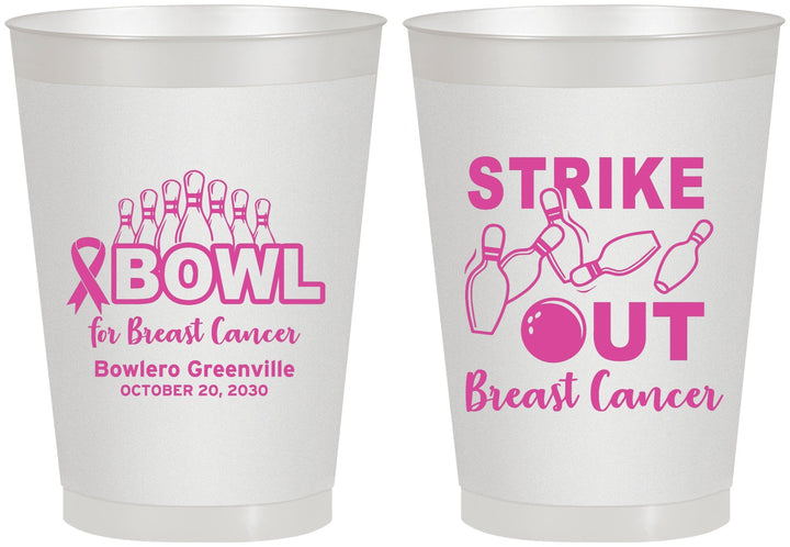 Personalized Awareness 8 oz Frosted Cups - Bowling Strike Out | 230015