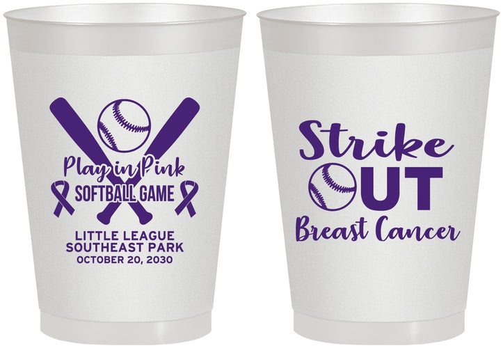 Personalized Awareness 8 oz Frosted Cups - Baseball Strick Out | 230016