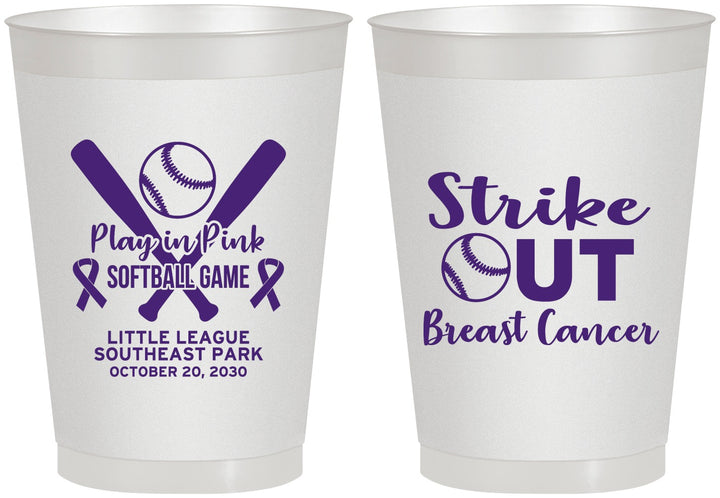Personalized Awareness 8 oz Frosted Cups - Baseball Strick Out | 230016