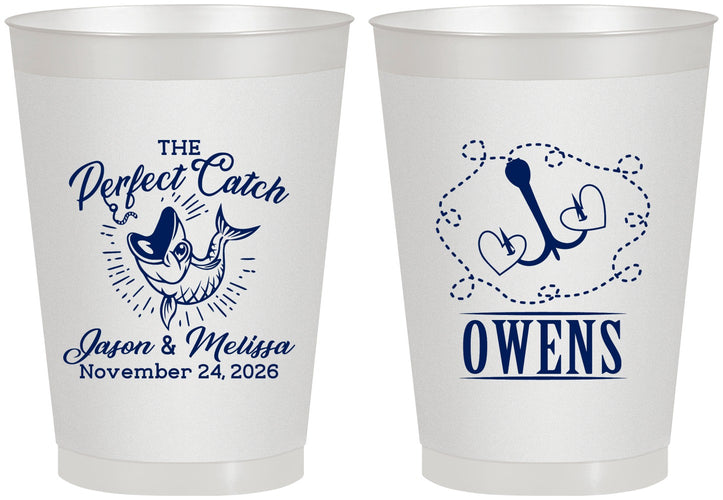 Personalized Wedding 8 oz Frosted Cups - The Perfect Catch | 232