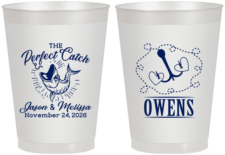 Personalized Wedding 8 oz Frosted Cups - The Perfect Catch | 232