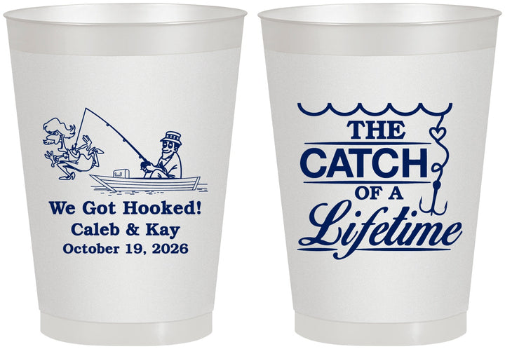 Personalized Wedding 8 oz Frosted Cups - Catch Of A Lifetime | 234
