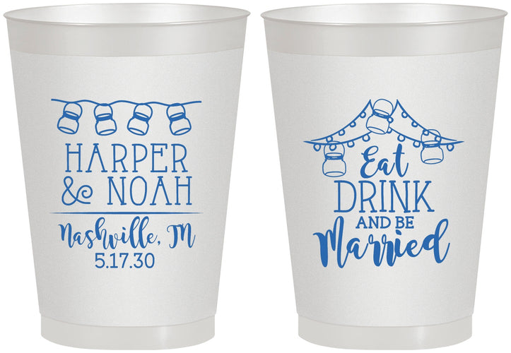 Personalized Wedding 8 oz Frosted Cups - Eat Drink Be Married | 235