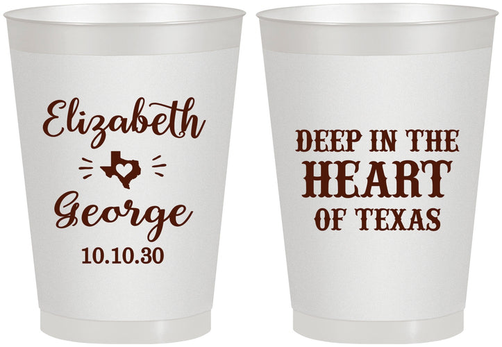 Personalized Wedding 8 oz Frosted Cups - Deep In The Heart Of Texas | 237