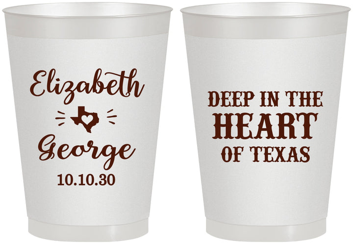 Personalized Wedding 8 oz Frosted Cups - Deep In The Heart Of Texas | 237