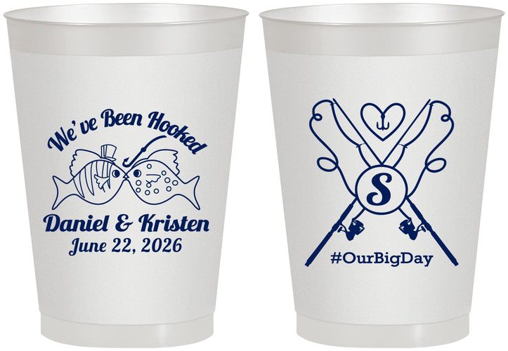 Personalized Wedding 8 oz Frosted Cups - Been Hooked Fishing | 238