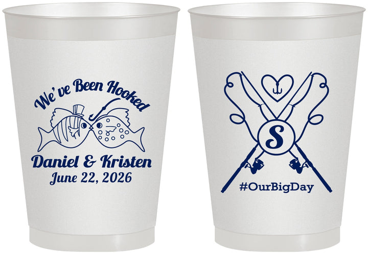 Personalized Wedding 8 oz Frosted Cups - Been Hooked Fishing | 238