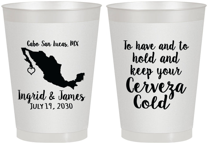 Personalized Wedding 8 oz Frosted Cups - Cerveza Mexico | 240