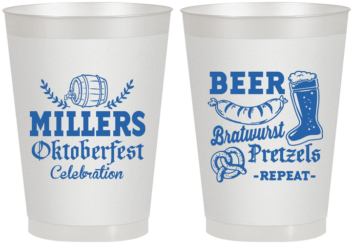 Personalized Oktoberfest 8 oz Frosted Cups - Bratwurst Pretzels | 240007