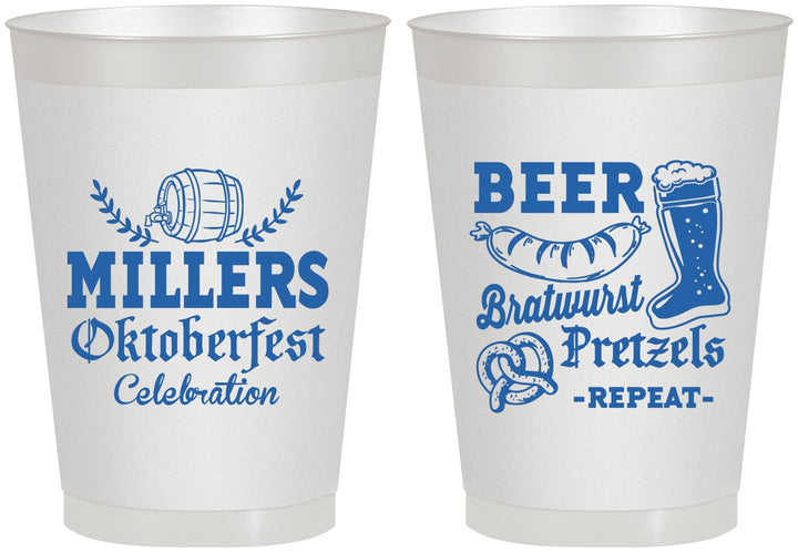 Personalized Oktoberfest 8 oz Frosted Cups - Bratwurst Pretzels | 240007