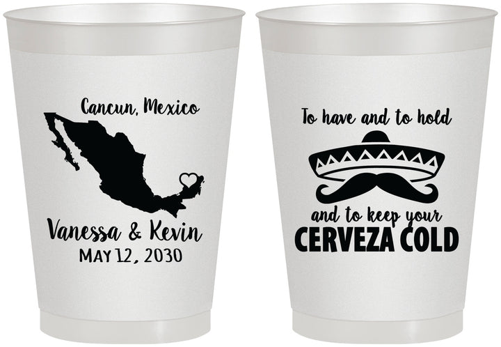 Personalized Wedding 8 oz Frosted Cups - Cerveza Mexico | 241