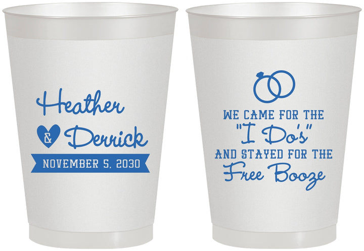 Personalized Wedding 8 oz Frosted Cups - I Do Free Booze | 243