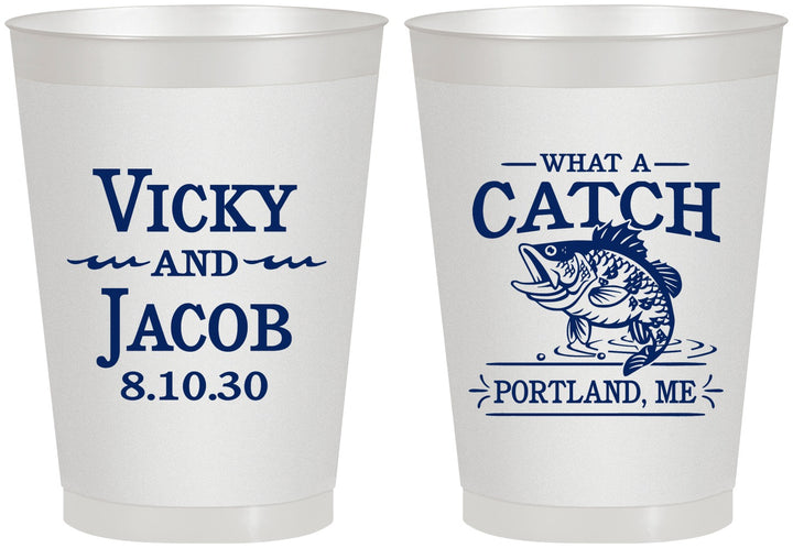 Personalized Wedding 8 oz Frosted Cups - What A Catch Fish | 247