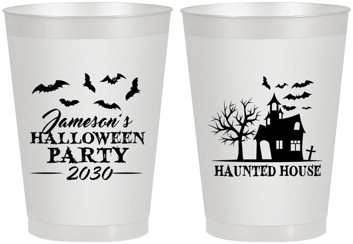 Personalized Halloween 8 oz Frosted Cups - Haunted House | 250006