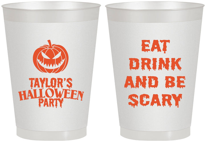 Personalized Halloween 8 oz Frosted Cups - Scary Pumpkin | 250008