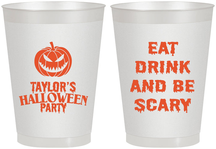 Personalized Halloween 8 oz Frosted Cups - Scary Pumpkin | 250008