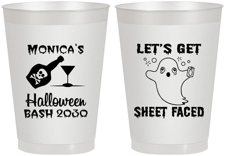 Personalized Halloween 8 oz Frosted Cups - Ghost Sheet Faced | 250009