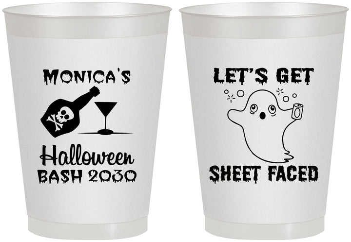 Personalized Halloween 8 oz Frosted Cups - Ghost Sheet Faced | 250009