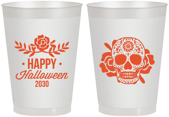 Personalized Halloween 8 oz Frosted Cups - Sugar Skull | 250020