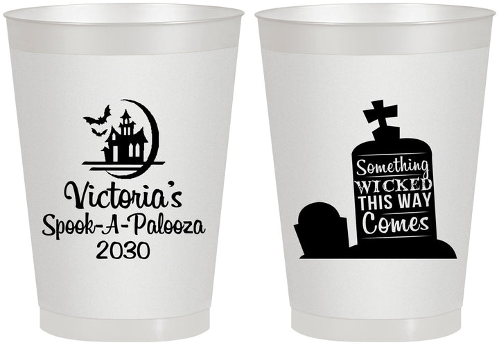Personalized Halloween 8 oz Frosted Cups - Haunted House | 250031