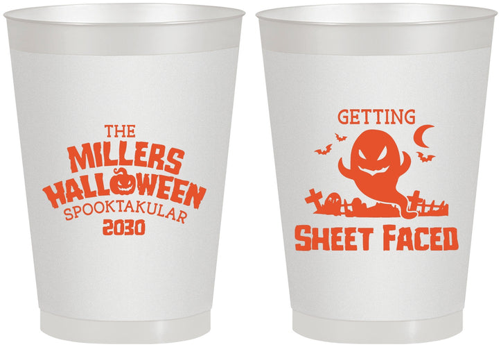 Personalized Halloween 8 oz Frosted Cups - Ghost Sheet Faced | 250040
