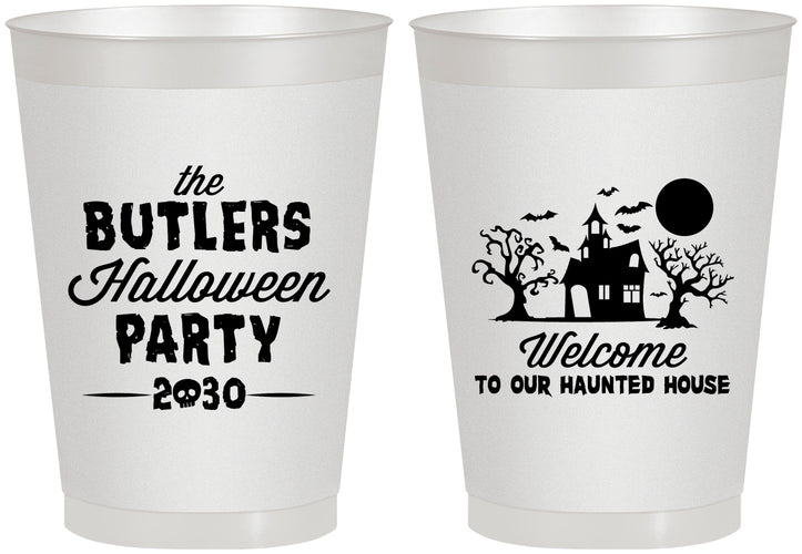 Personalized Halloween 8 oz Frosted Cups - Haunted House | 250073