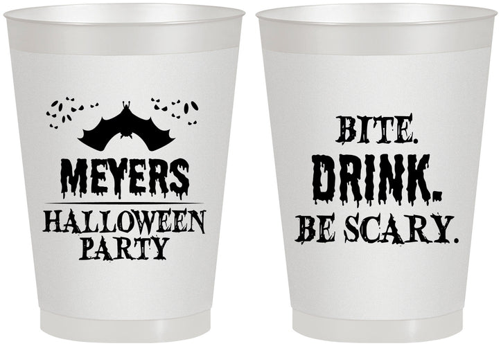 Personalized Halloween 8 oz Frosted Cups - Bite Drink Be Scary | 250082