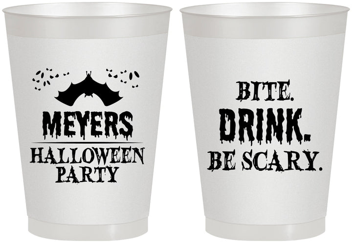 Personalized Halloween 8 oz Frosted Cups - Bite Drink Be Scary | 250082