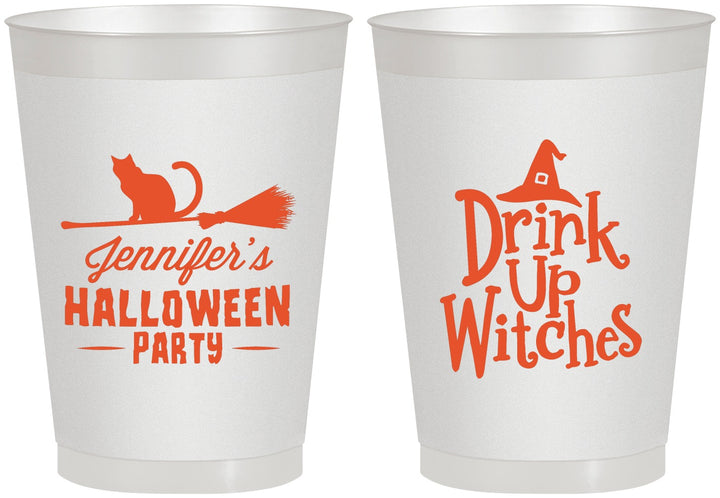 Personalized Halloween 8 oz Frosted Cups - Drink Up Witches | 250096