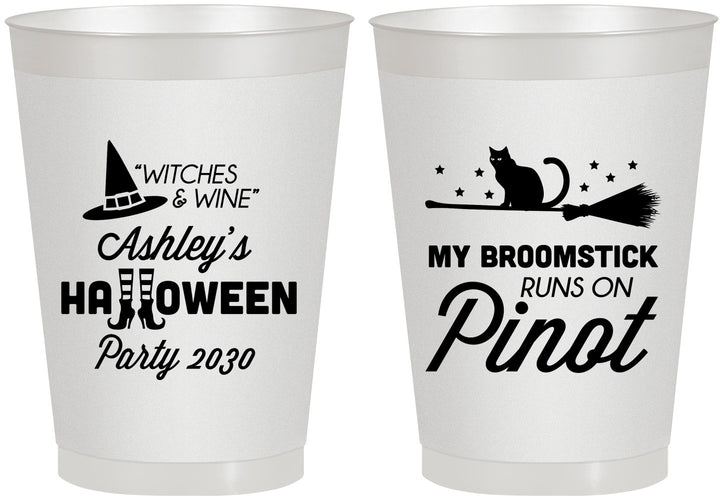 Personalized Halloween 8 oz Frosted Cups - Witch Broomstick | 250098