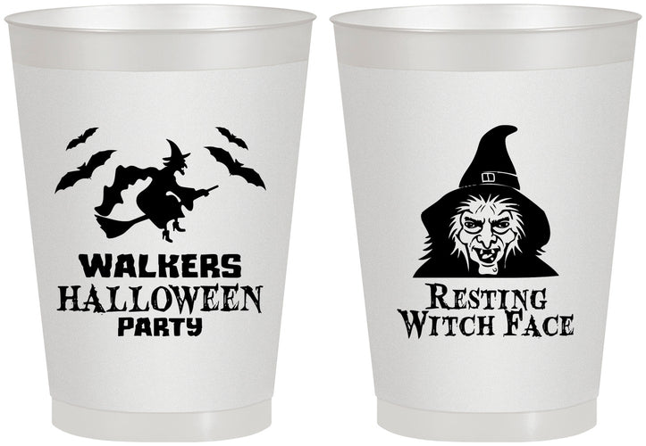 Personalized Halloween 8 oz Frosted Cups - Resting Witch Face | 250099