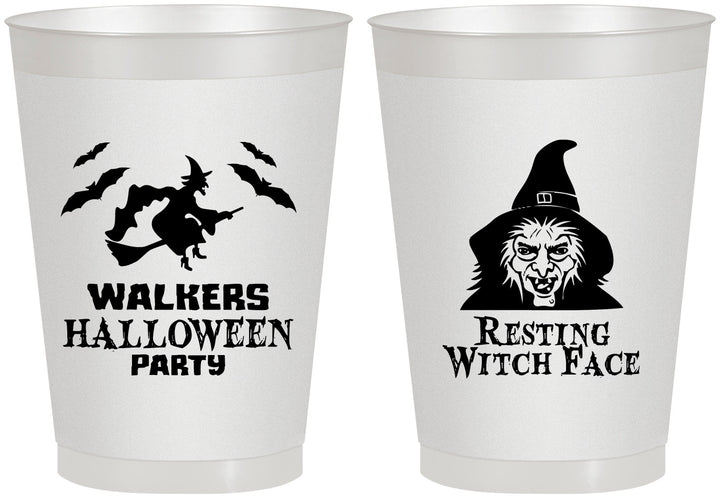 Personalized Halloween 8 oz Frosted Cups - Resting Witch Face | 250099