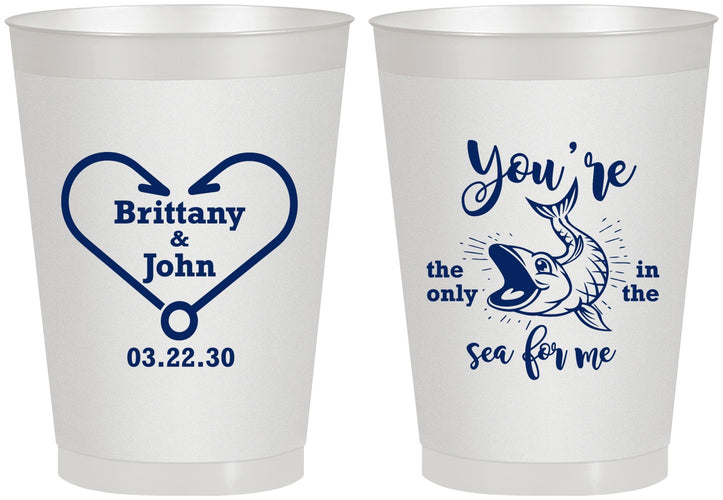 Personalized Wedding 8 oz Frosted Cups - Fish In The Sea For Me | 254
