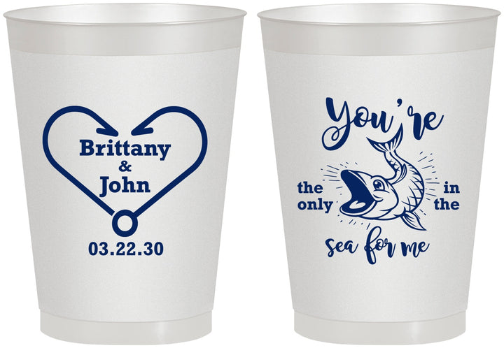 Personalized Wedding 8 oz Frosted Cups - Fish In The Sea For Me | 254