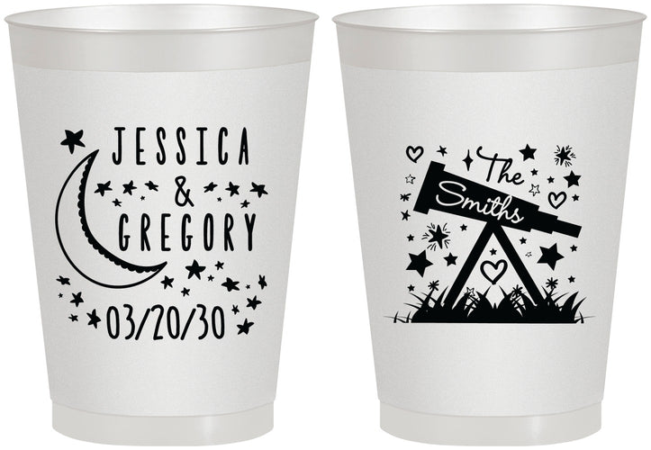 Personalized Wedding 8 oz Frosted Cups - Telescope | 255