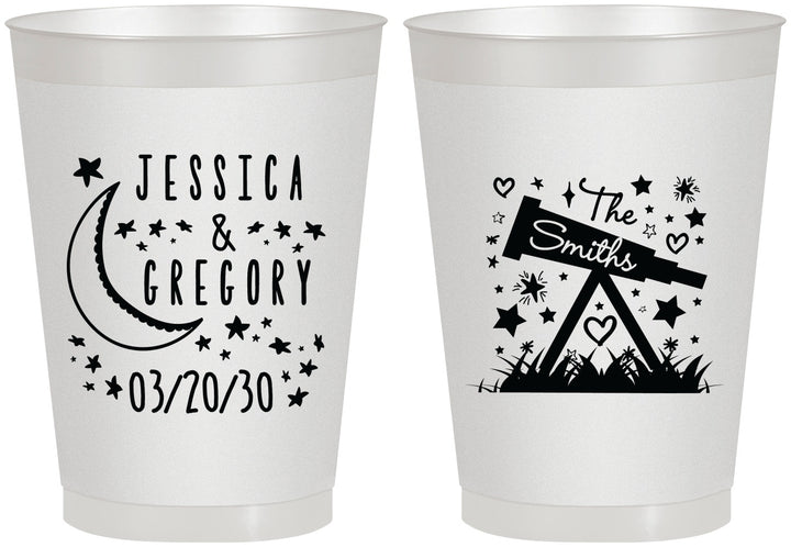 Personalized Wedding 8 oz Frosted Cups - Telescope | 255