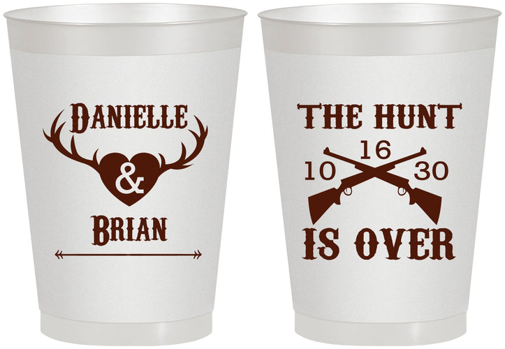 Personalized Wedding 8 oz Frosted Cups - The Hunt Is Ove | 258