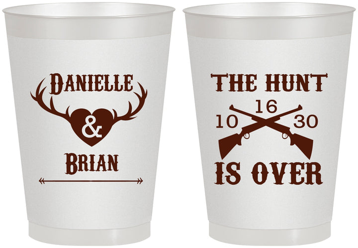 Personalized Wedding 8 oz Frosted Cups - The Hunt Is Ove | 258