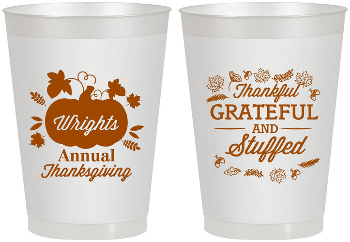 Personalized Thanksgiving 8 oz Frosted Cups - Grateful And Stuffed | 260000