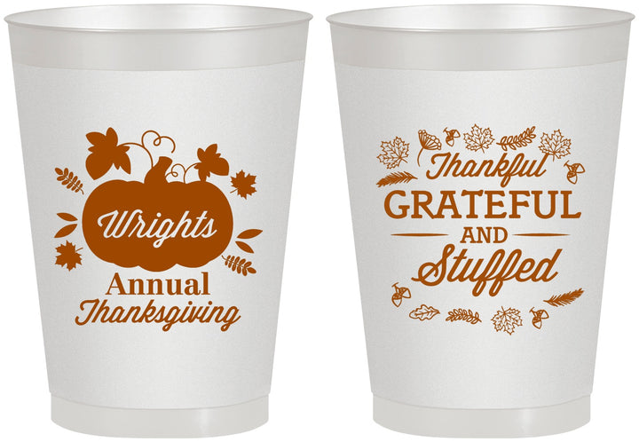 Personalized Thanksgiving 8 oz Frosted Cups - Grateful And Stuffed | 260000