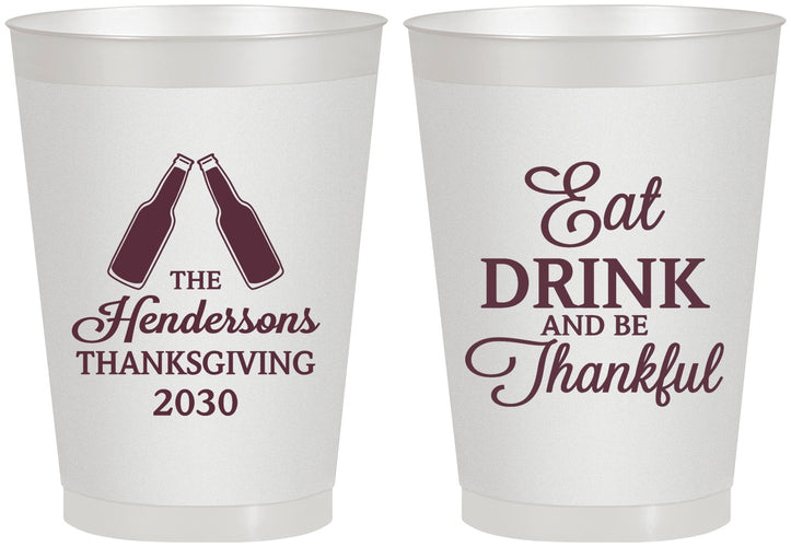 Personalized Thanksgiving 8 oz Frosted Cups - Eat Drink Thankful | 260001