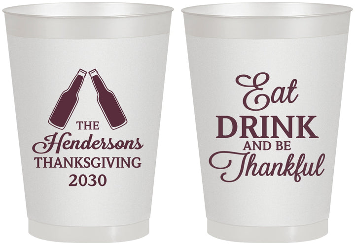 Personalized Thanksgiving 8 oz Frosted Cups - Eat Drink Thankful | 260001