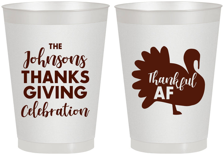 Personalized Thanksgiving 8 oz Frosted Cups - Thankful Af | 260002
