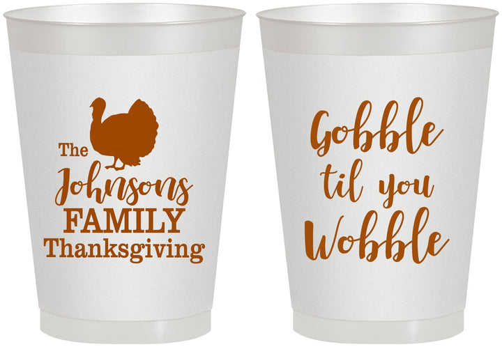 Personalized Thanksgiving 8 oz Frosted Cups - Gobble Til You Wobble | 260004